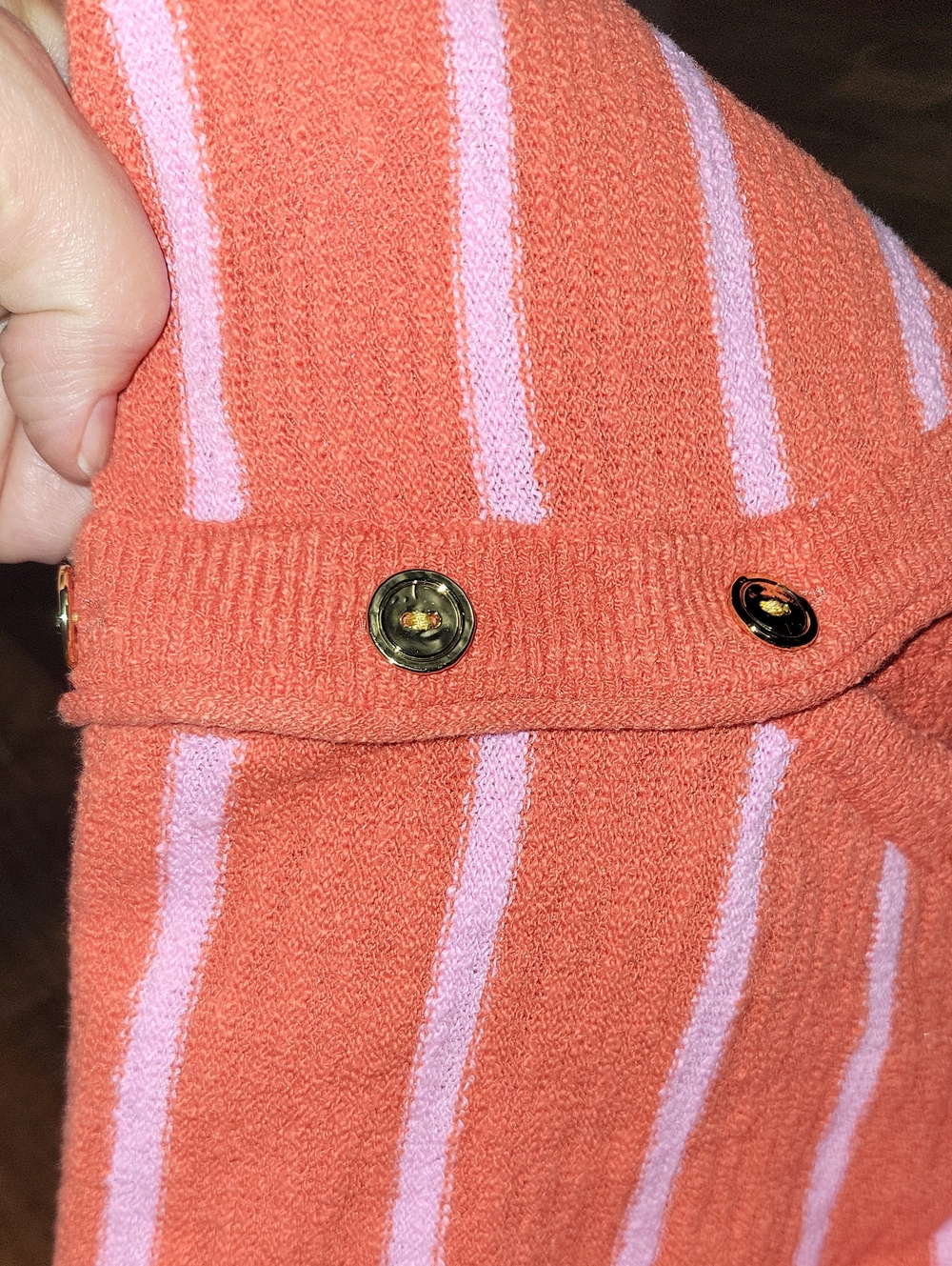 LOFT Coral Pink Striped V-Neck Button Sweater Size XS - Picture 14 of 15